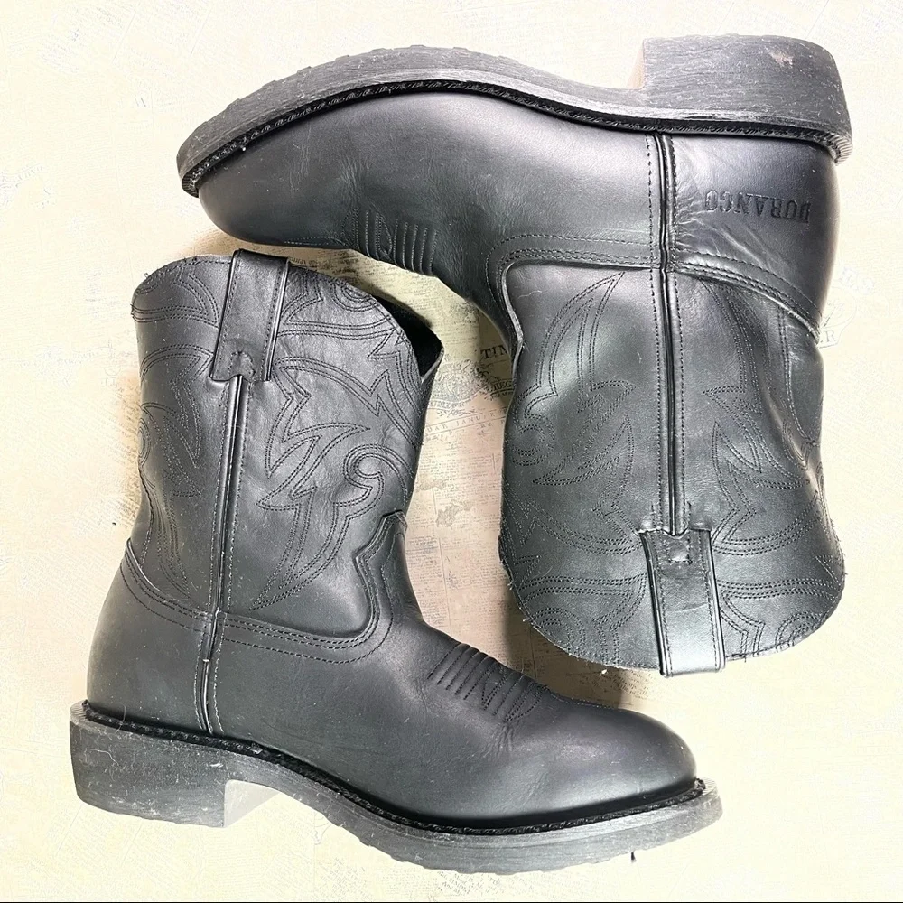 Durango Farm N Ranch Black Leather Western Cowboy Boots Work Boots
